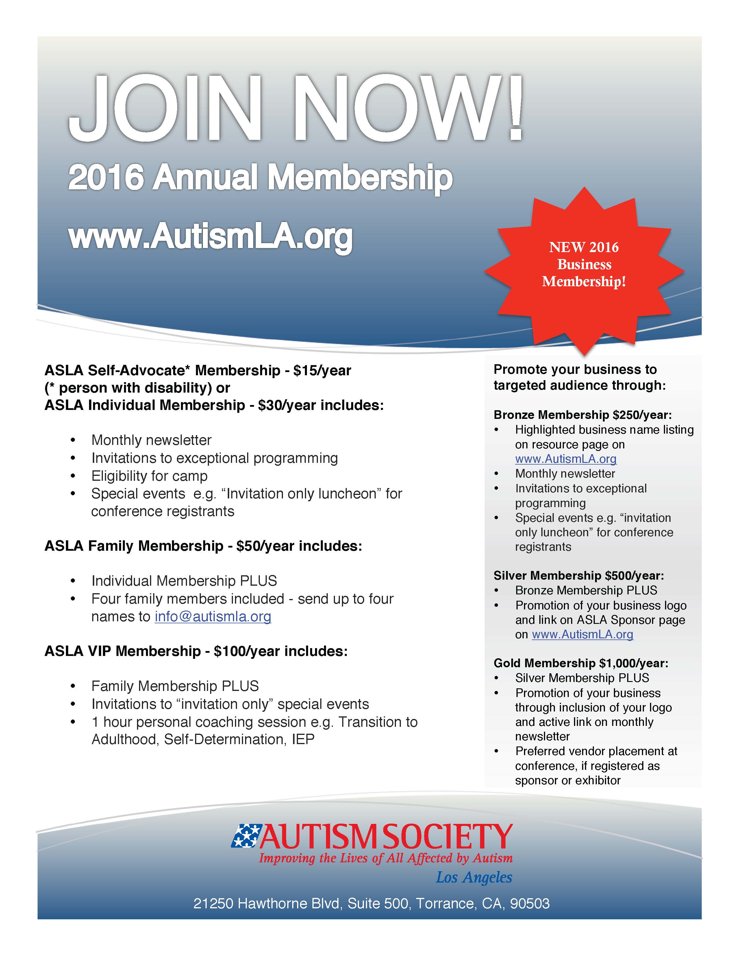 Membership Flyer v6 0 Autism Society of Los Angeles